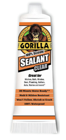 Gorilla 100 Percent Silicone Sealant Caulk, 2.8 ounce Squeeze Tube, Clear, (Pack of 1) - Image 2