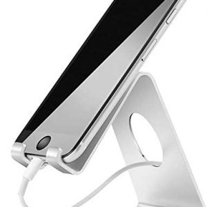 Cell Phone Stand, Lamicall Phone Stand : Cradle Dock Holder Compatible with All Android Smartphone iPhone 11 Pro Xs Xs Max Xr X 8 7 6 6s Plus 5 5s 5c Charging, Universal Accessories Desk – Silver
