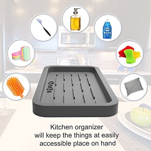 GOOD TO GOOD Silicone Sponges Holder – Kitchen Sink Organizer Tray for Sponge, Soap Dispenser, Scrubber and Other Dishwashing Accessories - Image 2