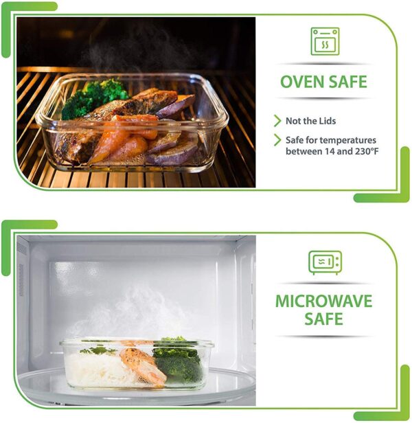 Prep Naturals Glass Meal Prep Containers – Food Prep Containers with Lids Meal Prep – Food Storage Containers Airtight – Lunch Containers Portion Control Containers Bpa-Free (5 Pack,30 Ounce) - Image 2