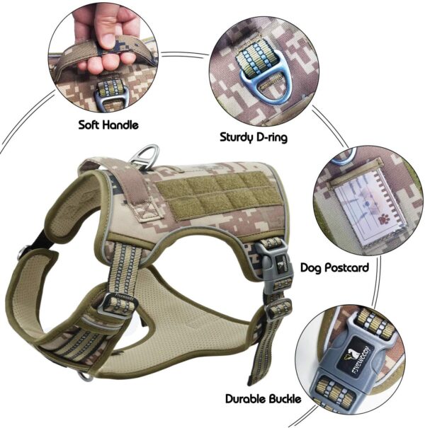 FIVEWOODY Tactical Dog Training Harness No Pulling Front Clip Leash Adhesion Reflective K9 Pet Working Vest Easy Control for Small Medium Large Dogs - Image 5