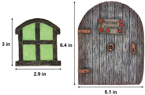 Juegoal Miniature Fairy Gnome Home Window and Door for Trees, Yard Art Garden Sculpture Decoration - Image 3