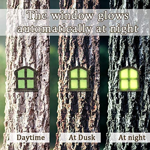 Juegoal Miniature Fairy Gnome Home Window and Door for Trees, Yard Art Garden Sculpture Decoration - Image 4